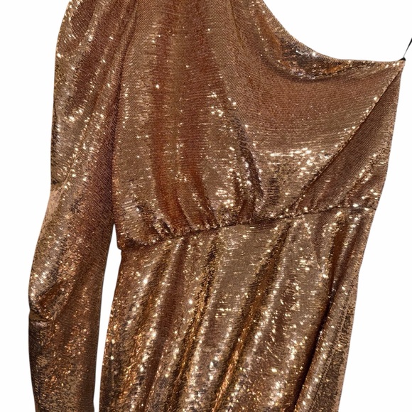 Alexandre Vauthier Gold Sequin One-Shoulder Mini Dress FR42 US10 Cocktail Party - Picture 10 of 14